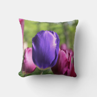 Single Purple Tulip Throw Pillow