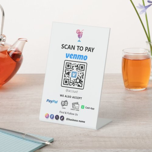 Single QR Code Payment  White Scan to Pay  Pedestal Sign