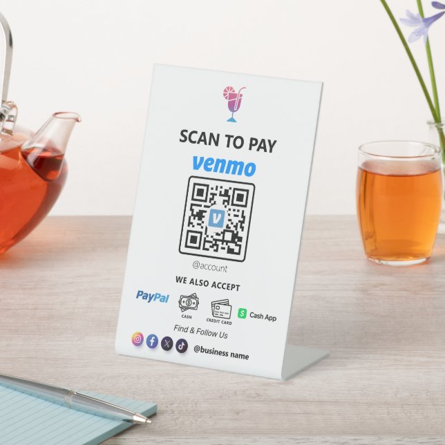 Single QR Code Payment | White Scan to Pay  Pedestal Sign (In SItu)