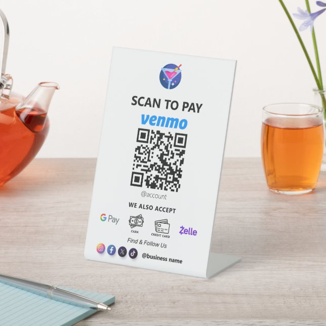 Single QR Code Payment | White Scan to Pay  Pedestal Sign (In SItu)