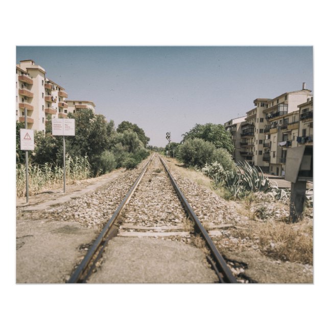 Single Railway Track in Southern Italy Poster (Front)