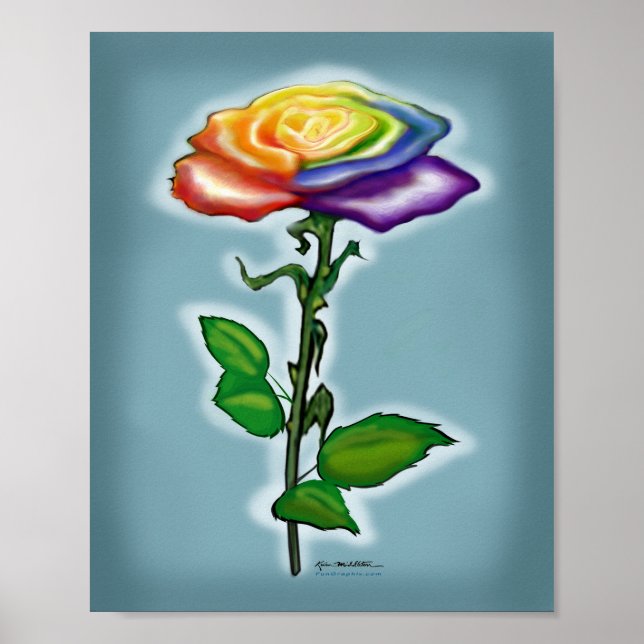 Single Rainbow Rose Poster (Front)