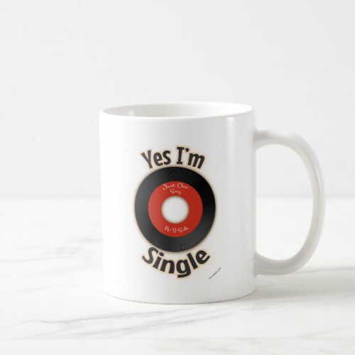 Single Record Flirty Retro Music Cartoon Slogan Coffee Mug