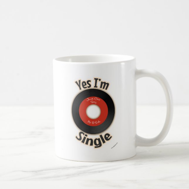 Single Record Flirty Retro Music Cartoon Slogan Coffee Mug (Right)