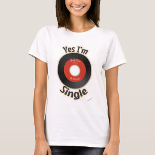 Single Record Flirty Retro Music Cartoon Slogan T-Shirt