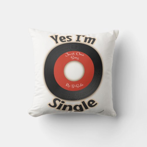 Single Record Flirty Retro Music Cartoon Slogan Throw Pillow