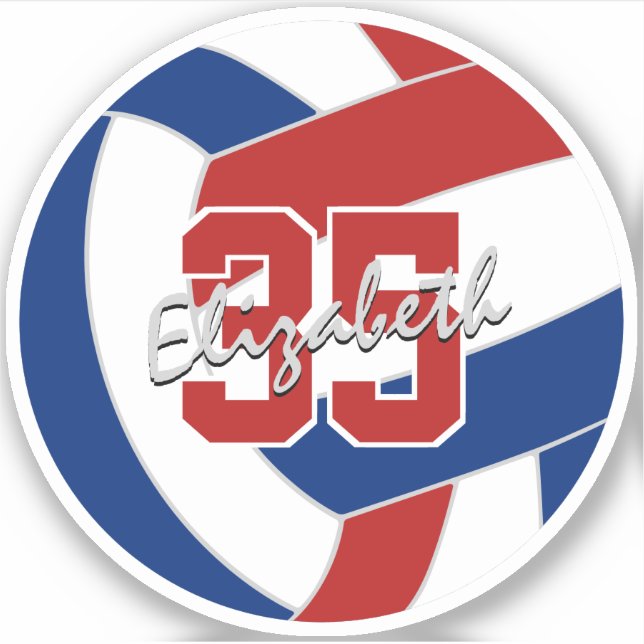 single red blue volleyball sticker or buy in bulk  (Front)