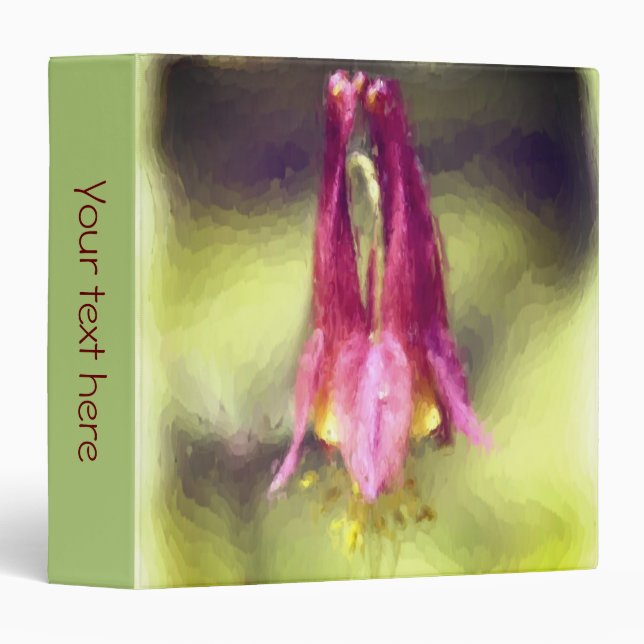 Single Red Columbine Flower Art Personalized 3 Ring Binder (Front/Spine)