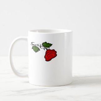 Single Red Flower Kiss 2 Mugs