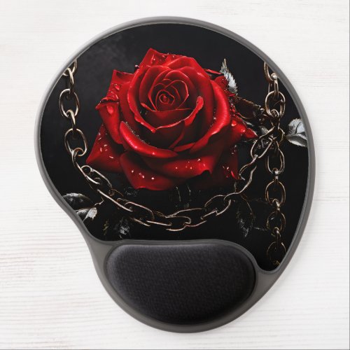 Single Red Gothic Rose in Chains Gel Mouse Pad