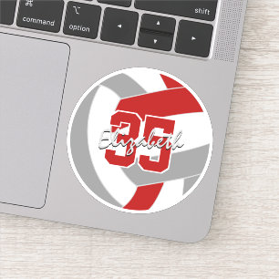 single red gray volleyball sticker or buy in bulk 