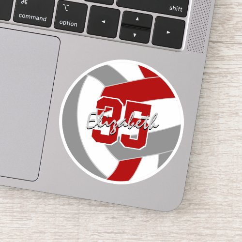 single red gray volleyball sticker or buy in bulk 