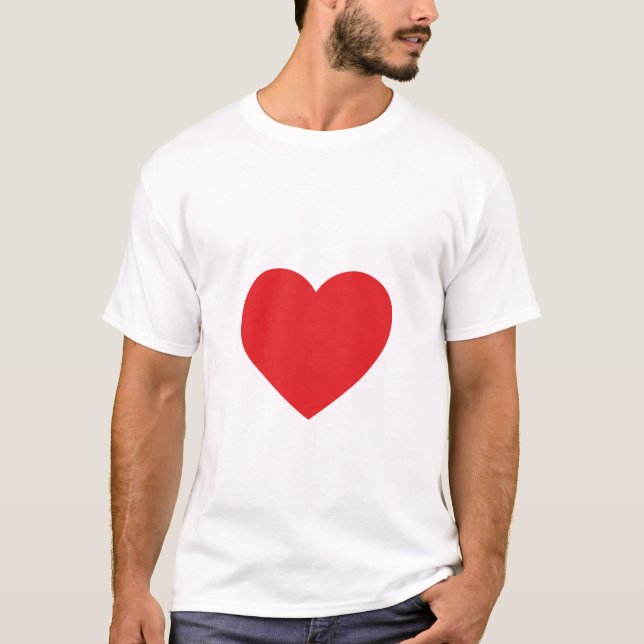Single Red Heart Adult Tee Shirt (Front)