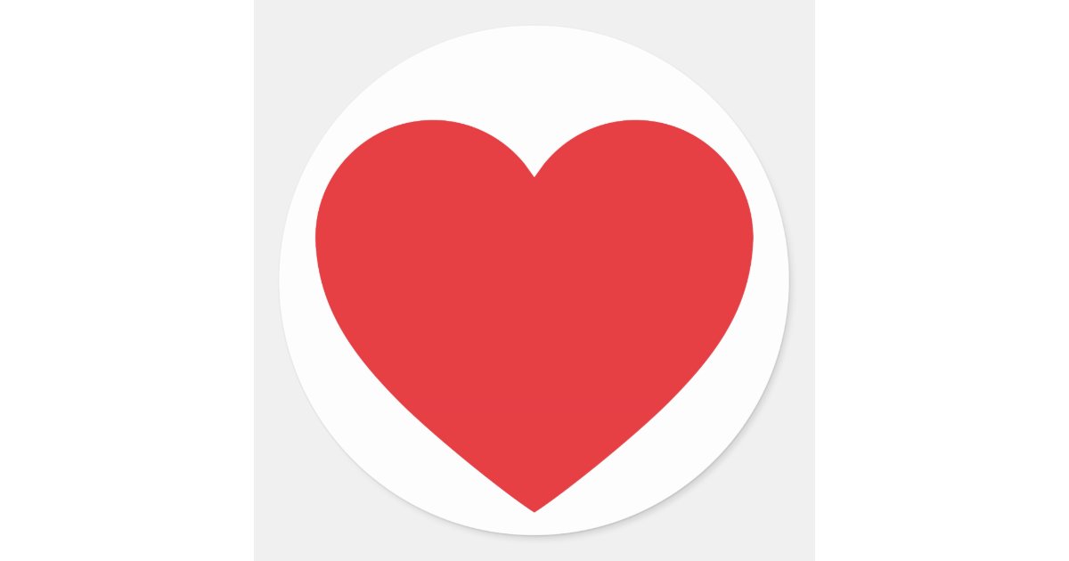 Plain Red Color Heart Sticker, Zazzle