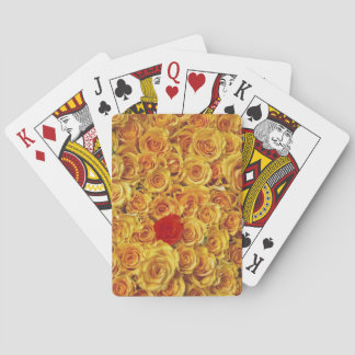 Single Red in Yellow Bed Roses Poker Cards