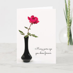 single red rose anniversary card