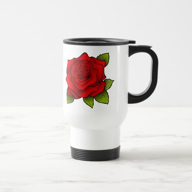 Single Red Rose Art Travel Mug (Right)