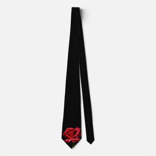 Single Red Rose Black Background Tie