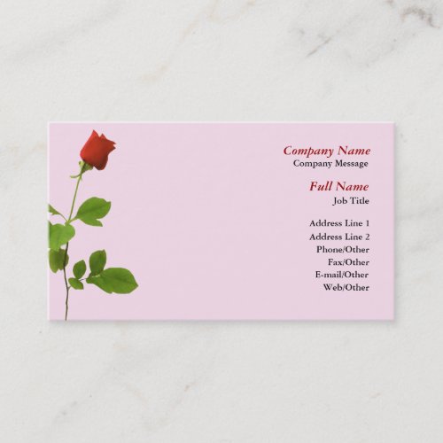 Single Red Rose Business Card Template