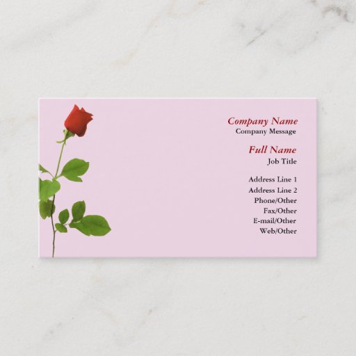Customizable Single Red Rose Business Card Template