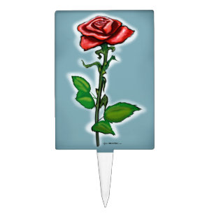 Single Red Rose Cake Topper