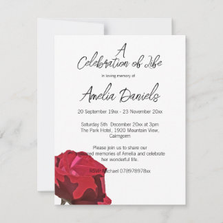 Single Red Rose Celebration of Life  Card
