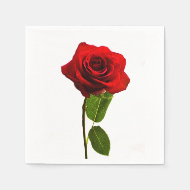 "Single red rose" design paper napkins (Front)