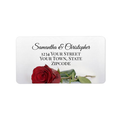 Single Red Rose Elegant Wedding Address Label