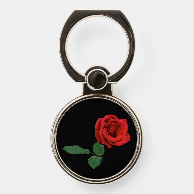 Single Red Rose Floral Phone Ring Holder