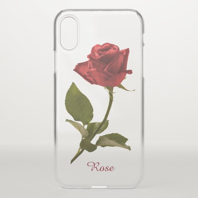 Single Red Rose Floral Photography - Clear BG Uncommon iPhone Case (Back)