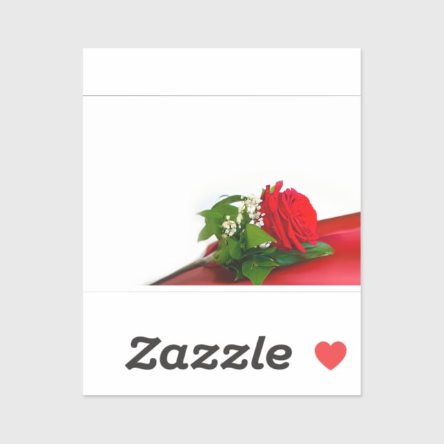 Single Red Rose – Floral White Background Sticker (Sheet)