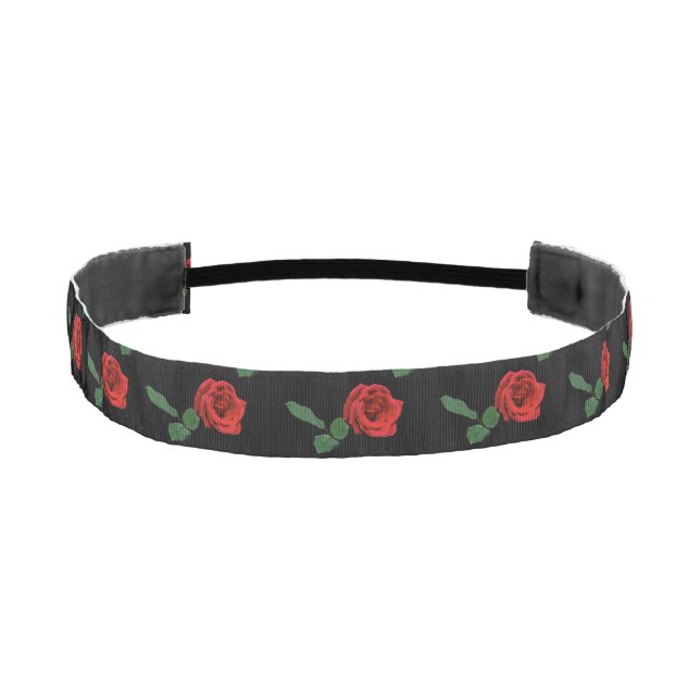 Single Red Rose Flower Elastic Headbands (Front)