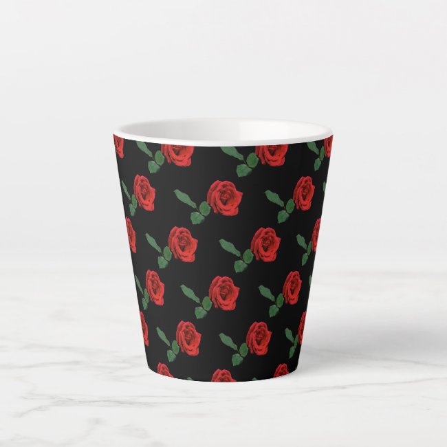 Single Red Rose Garden Flower Latte Mug