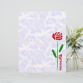 Single Red Rose Green Stem Leaves Customize Name (Standing Front)