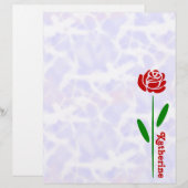 Single Red Rose Green Stem Leaves Customize Name (Front/Back)