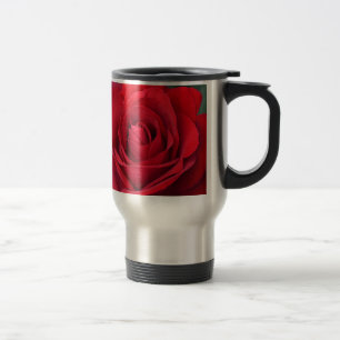 Single red rose in full bloom travel mug