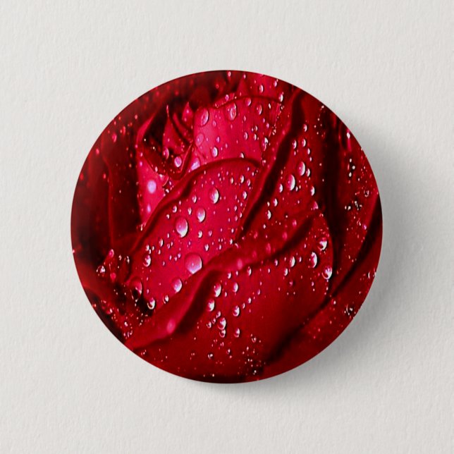 Single Red Rose in the Rain Button (Front)