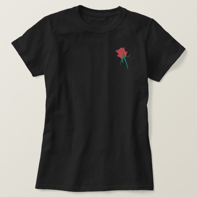 Single Red Rose Ladies Polo (Design Front)