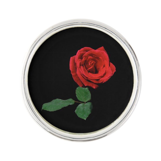 Single Red Rose Lapel Pin (Front)