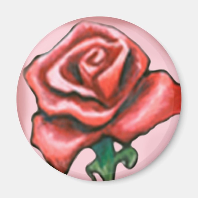 Single Red Rose Magnet (Front)