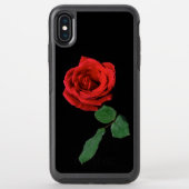 Single Red Rose on Black OtterBox iPhone X Case (Back)