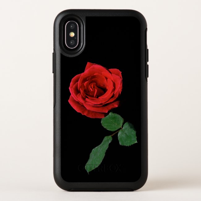 Single Red Rose on Black OtterBox iPhone X Case