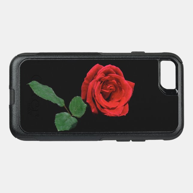 Single Red Rose on Black OtterBox iPhone X Case (Back Horizontal)