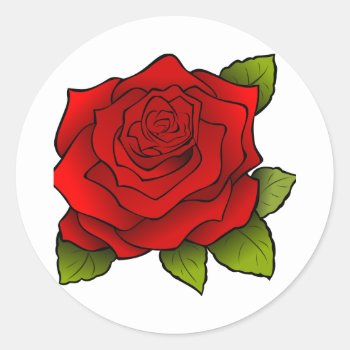 Single Red Rose On White Classic Round Sticker by MissMatching at Zazzle