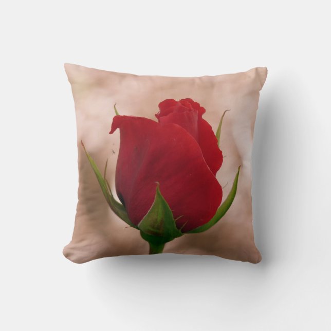 Single Red Rose Pillow/Cushion Throw Pillow (Front)