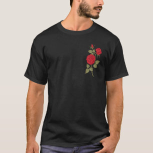 Single Red Rose Pocket Flower Romantic Love Pocket T-Shirt