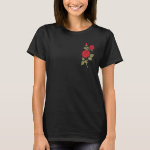 Single Red Rose Pocket Flower Romantic Love Pocket T-Shirt