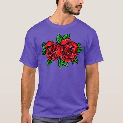 Single Red Rose Pocket Flower Romantic Love Pocket T_Shirt