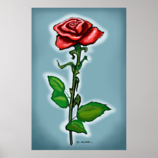 Single Red Rose Print