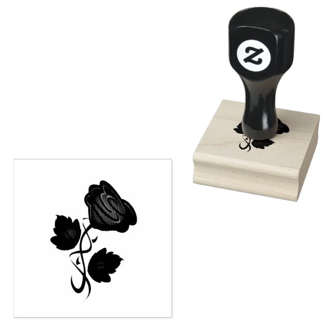 Single Red Rose Rubber Stamp (Stamped)